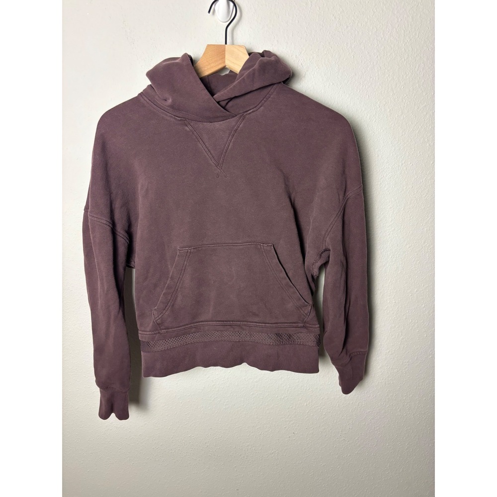 Lululemon Warm Down Hoodie Pelt Purple Mesh Trim Pullover Sweatshirt Size 8